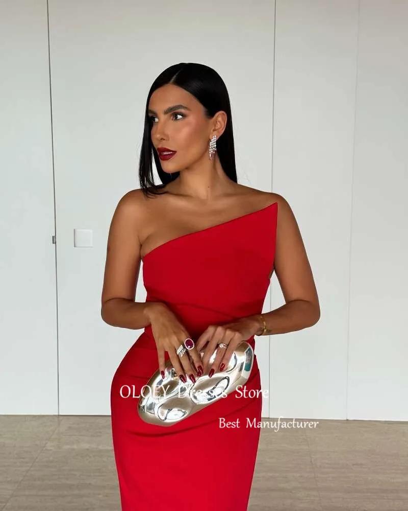 Oloey einfache rote Abendkleider träger lose Stretch Satin boden lange formelle Party kleid besondere Anlässe Kleider elegante Vestidos