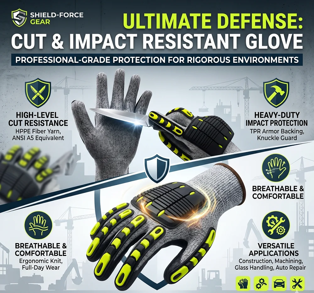 

Liquid Silicone TPR Impact Gloves – Cut Level 5 Anti-Wear, Anti-Crash, No Mark, for Mining, Oil & Riding