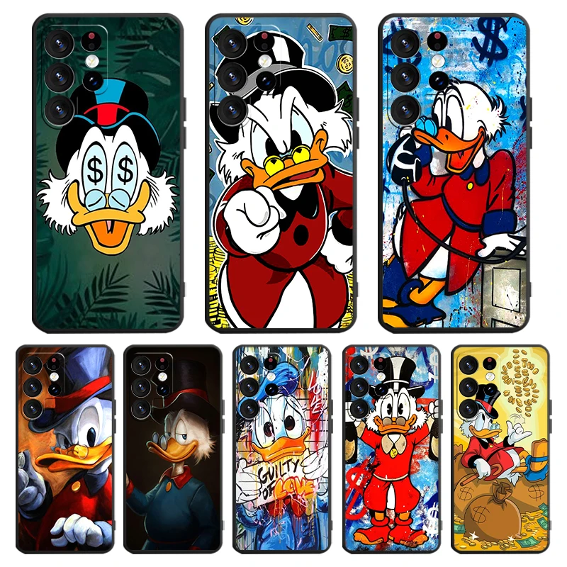 Disney McDuck Scrooge Cool For Samsung Galaxy S24 S23 S22 S21 S20 FE S10 S10E Plus Ultra Pro Lite 5G Black Soft Phone Case