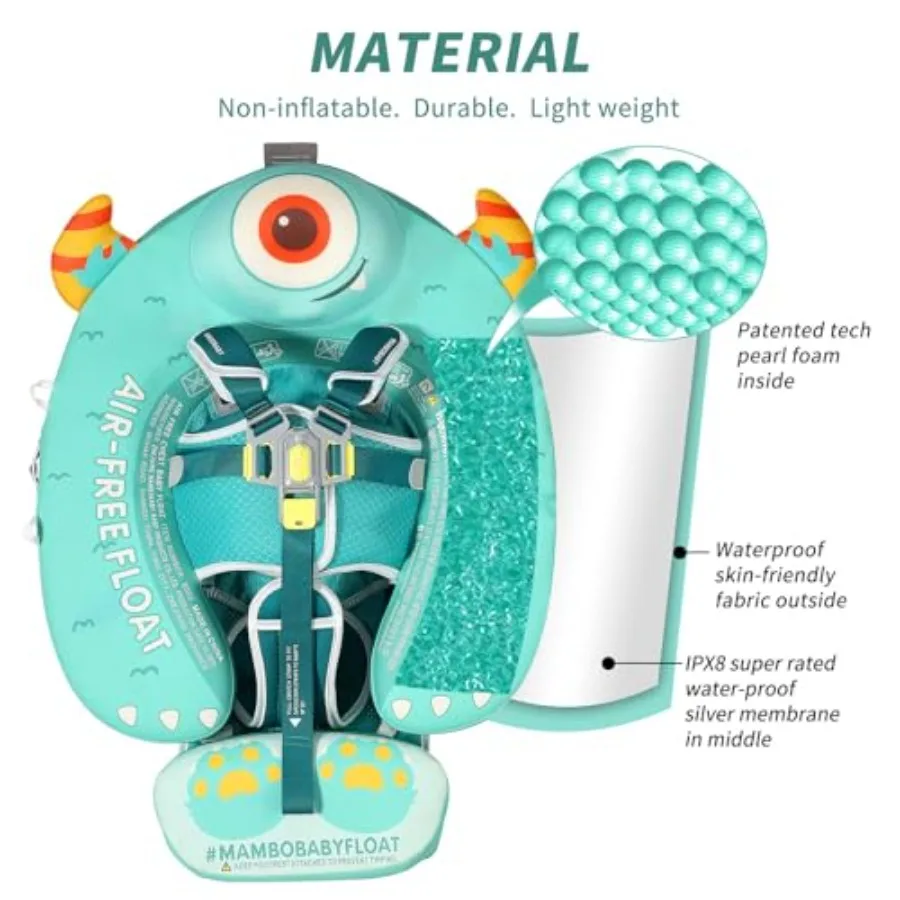 Infant baby pool float for swimming training solid non-inflatable EVA material blue color canopy size improved with tail design
