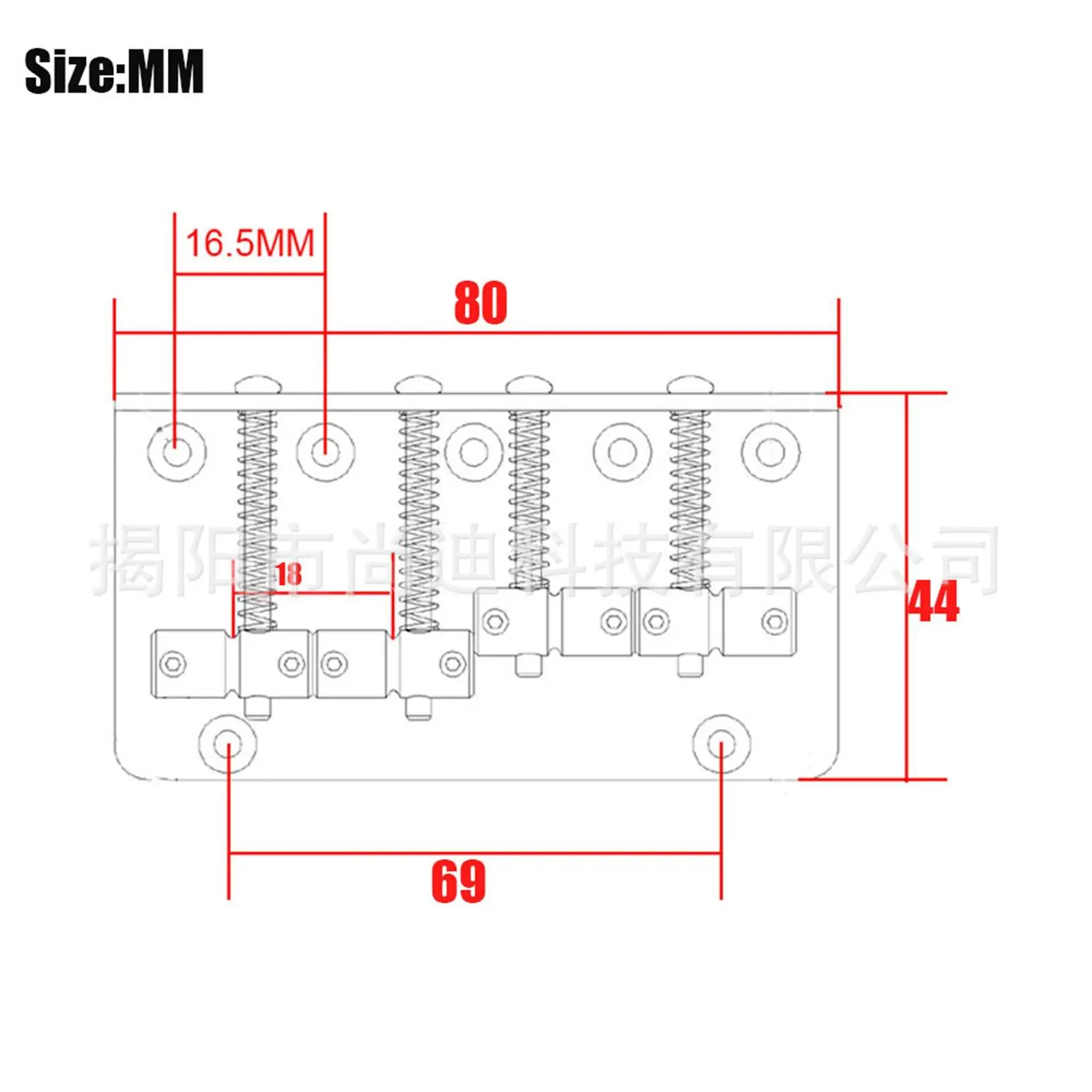 1 Set of Zinc Alloy 4 String Bass Bridge Assembly with Wrench Screws for Electric Guitar Bass Musical Instrument Accessories - view 6