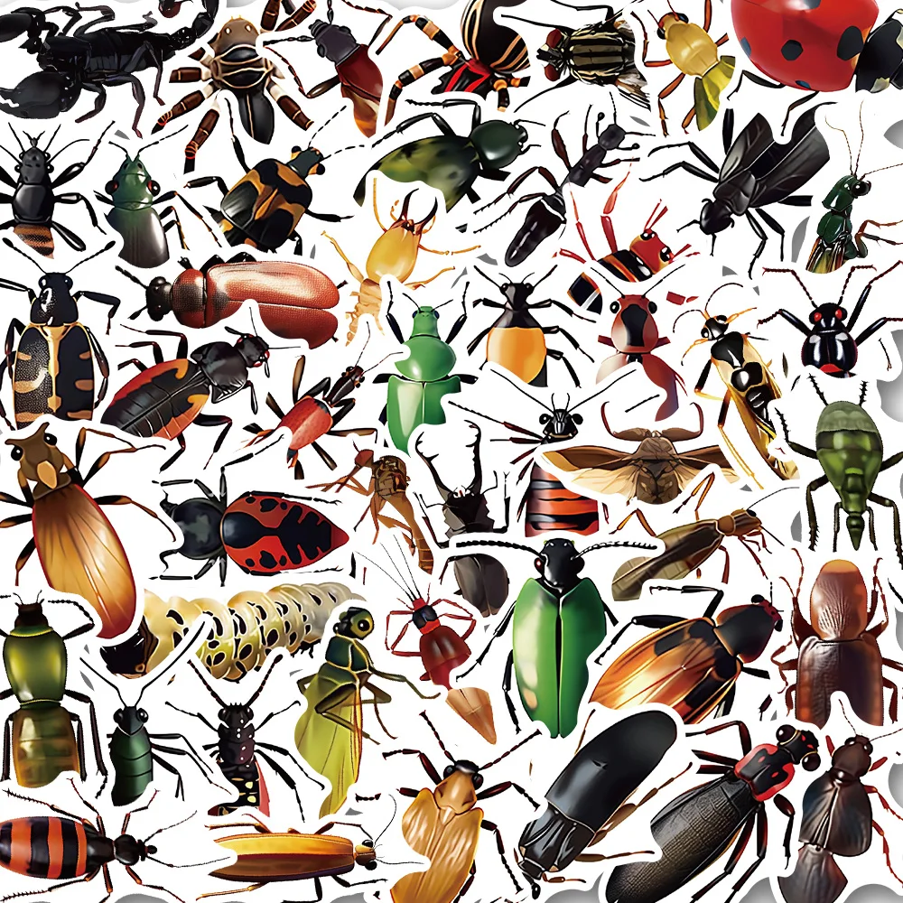 10/50PCSNature Insect Stickers Animal Ant Ladybug Sticker for Bicycle Luggage Laptop Car Decal Educational Toys Stickers for Kid