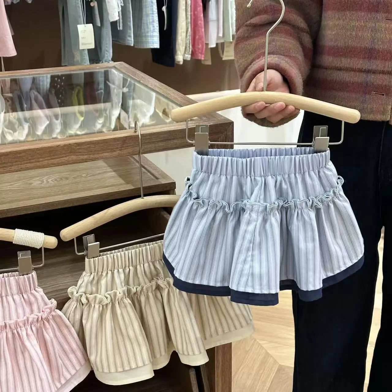 

Striped Cake Skirt Cute Sweet and Fashionable 2025 Summer New Lace Korean Casual Cake Skirt Kids Clothes Girls