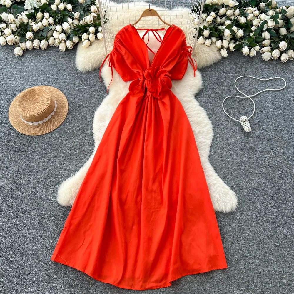 Chique vintage driedimensionale vetersluiting Elegante Fee Koreaanse mode Boho Zonnejurk dameskleding ceremoniejurken