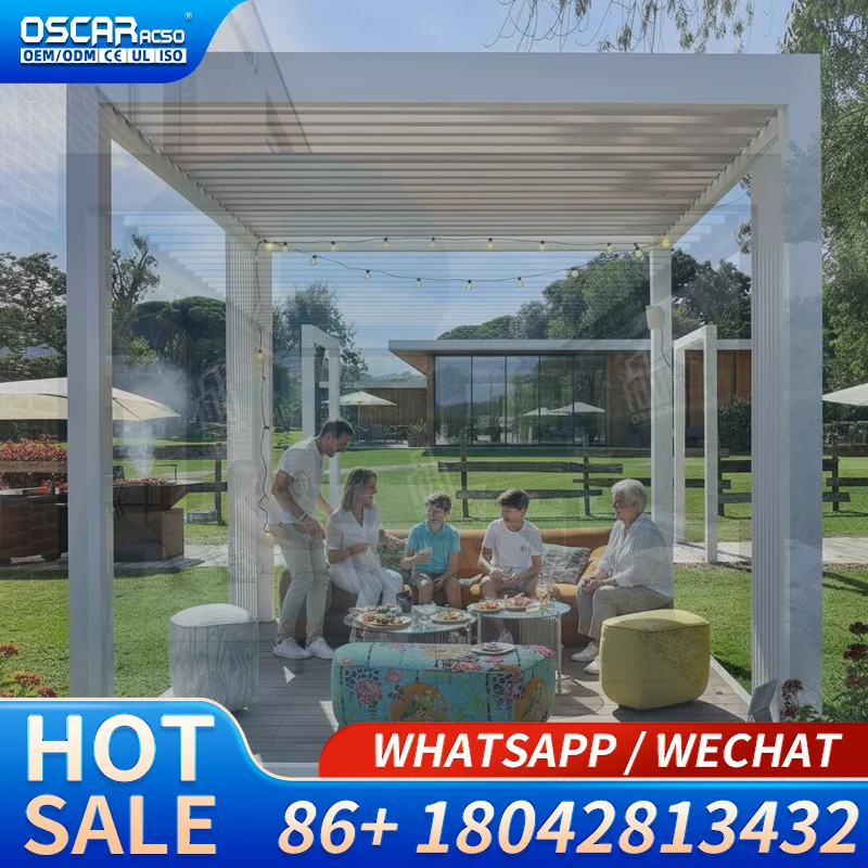 3X3 3X4 4X4 6X4m Outdoor Garden Aluminium  Sets for Backyard Patio Balcony Pergola