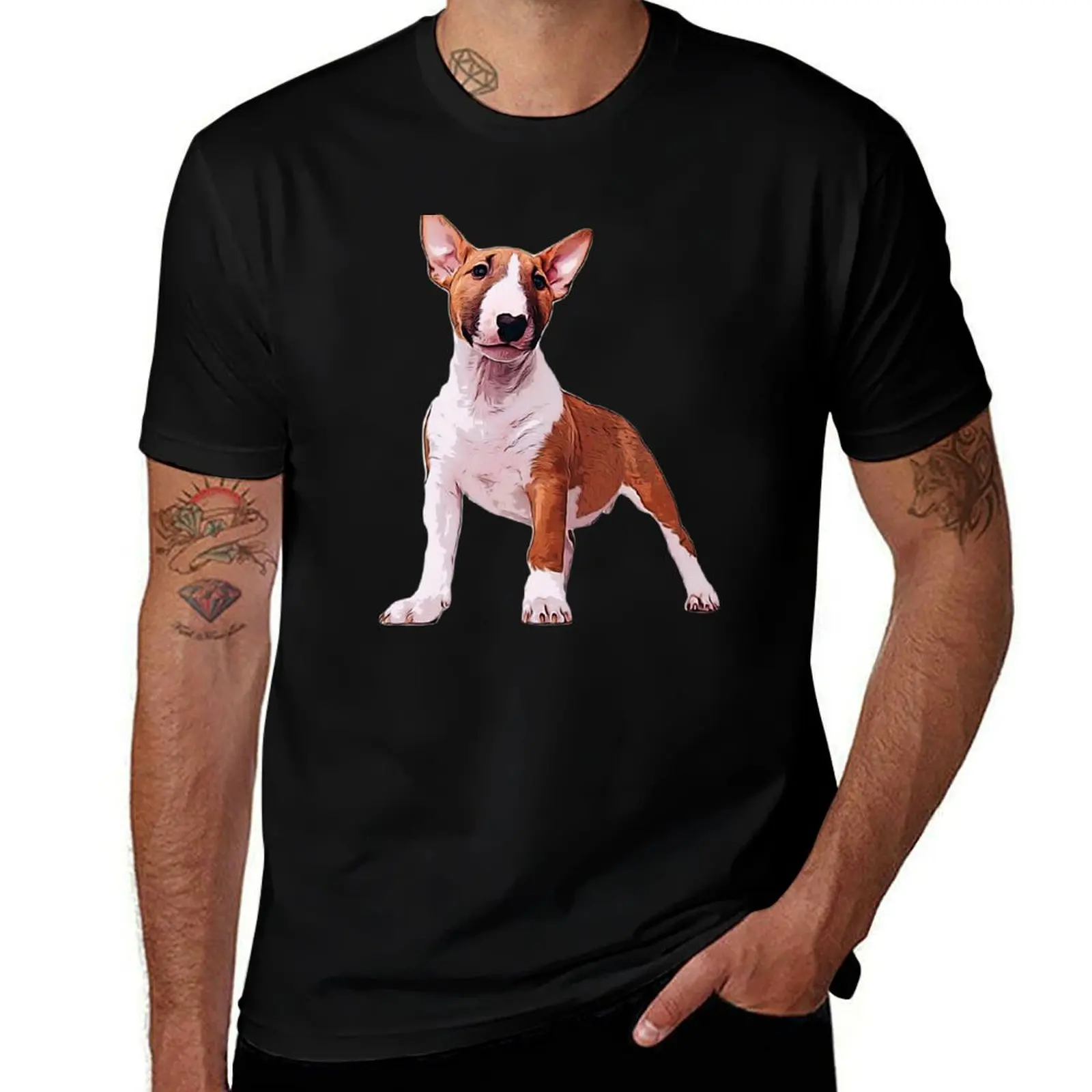 

Bull Terrier Mini Puppy Dog T-Shirt t shirts for man cotton funny t shirts with prints t shirts for man cotton soft T-shirt