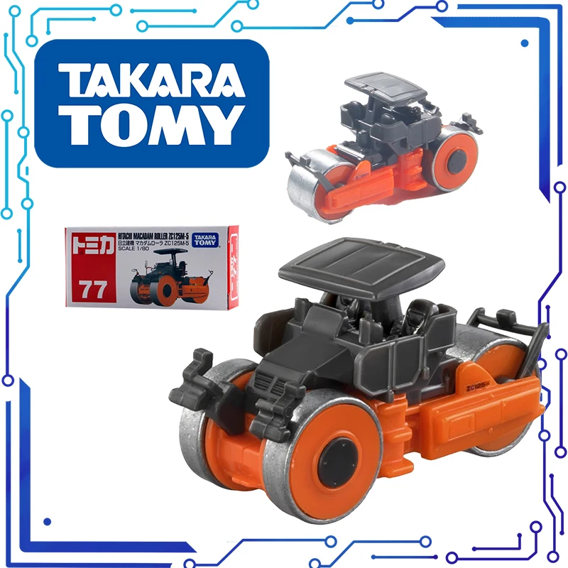 10CM TOMY 64/1 Hitachi Macadam Roller Alloy Car TOMICA Toy Vehicle Diecast Metal Model Children Present Decoration Original