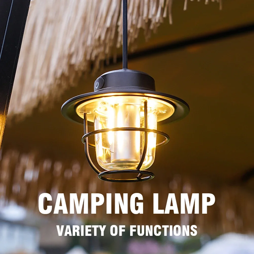 Hanging Lantern Stepless Dimming 200LM Portable Camping Light Type-C USB Rechargeable  Hiking Fishing Emergency