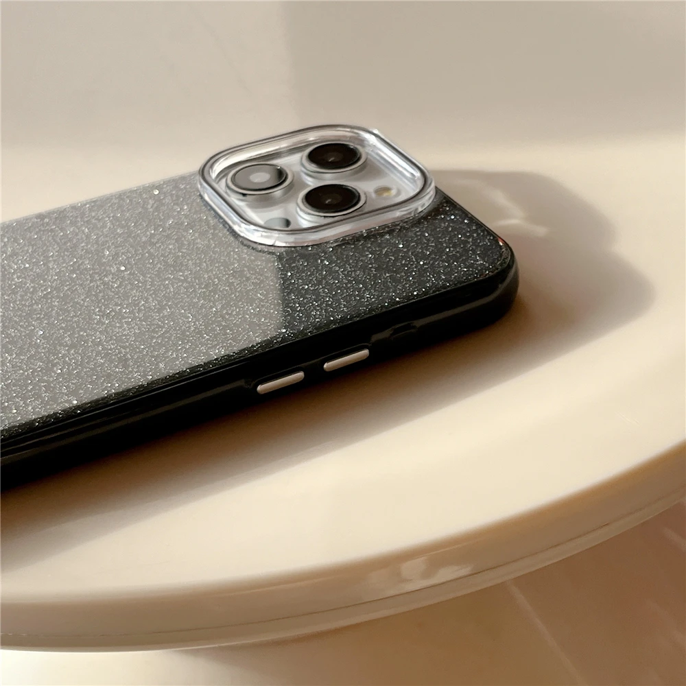 Casing silikon lembut berkilau, penutup pelindung Bumper tahan guncangan jeli permen berkilau untuk iPhone 14 15 16 Pro Max