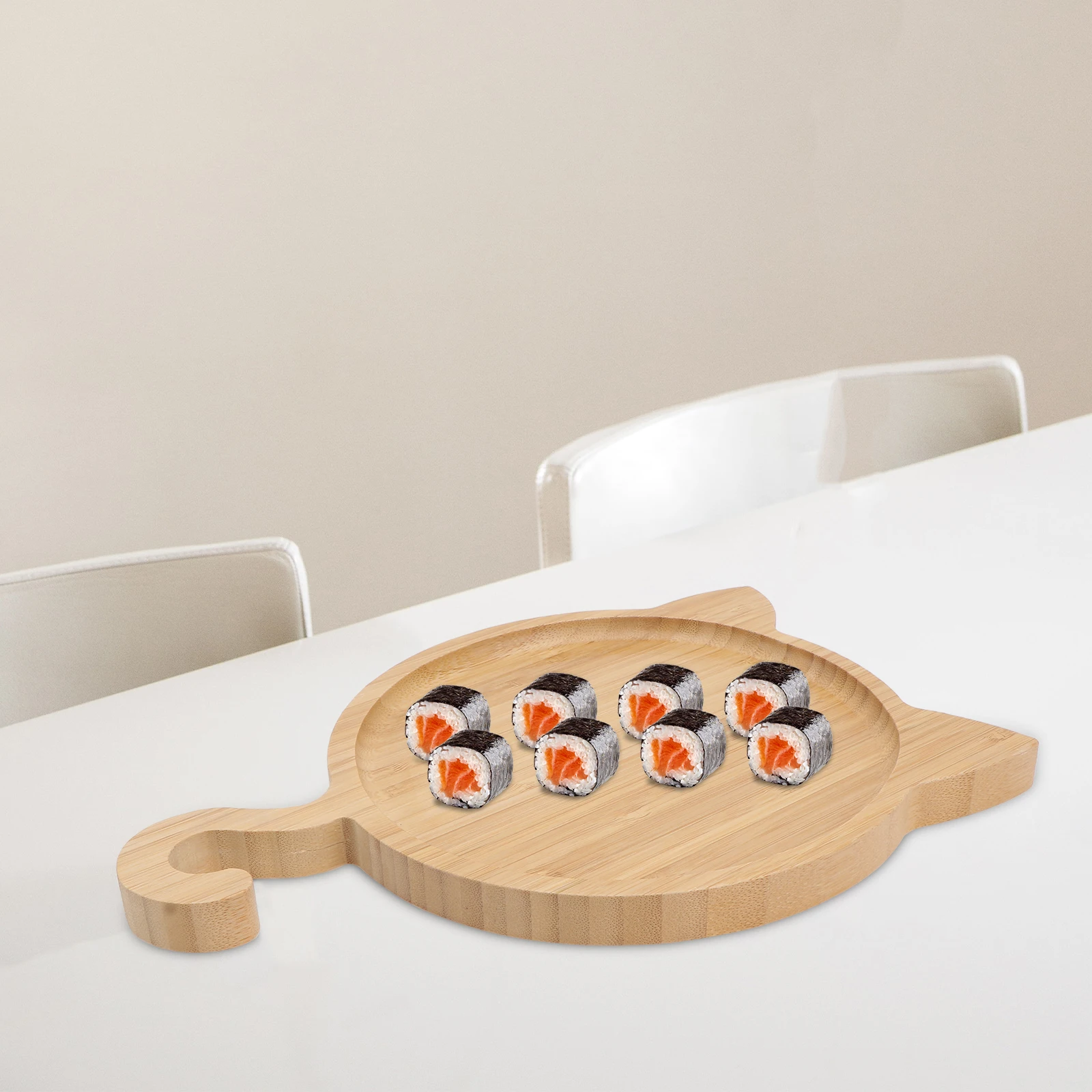 

Bamboo Cat Meal Plate Food Tray Storage Container Salad Sushi Fruit Decorative Household Easy Use Portable Lightweight