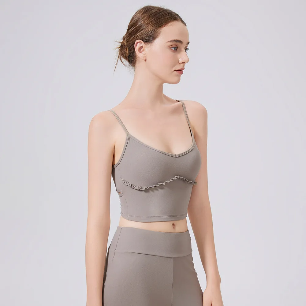 

Women Sport Bra Lace Yoga Bra Tops Shockproof Workout Underwear Running Tank Tops With Pad Wide Hem Gym Fitness Vest Brassiere