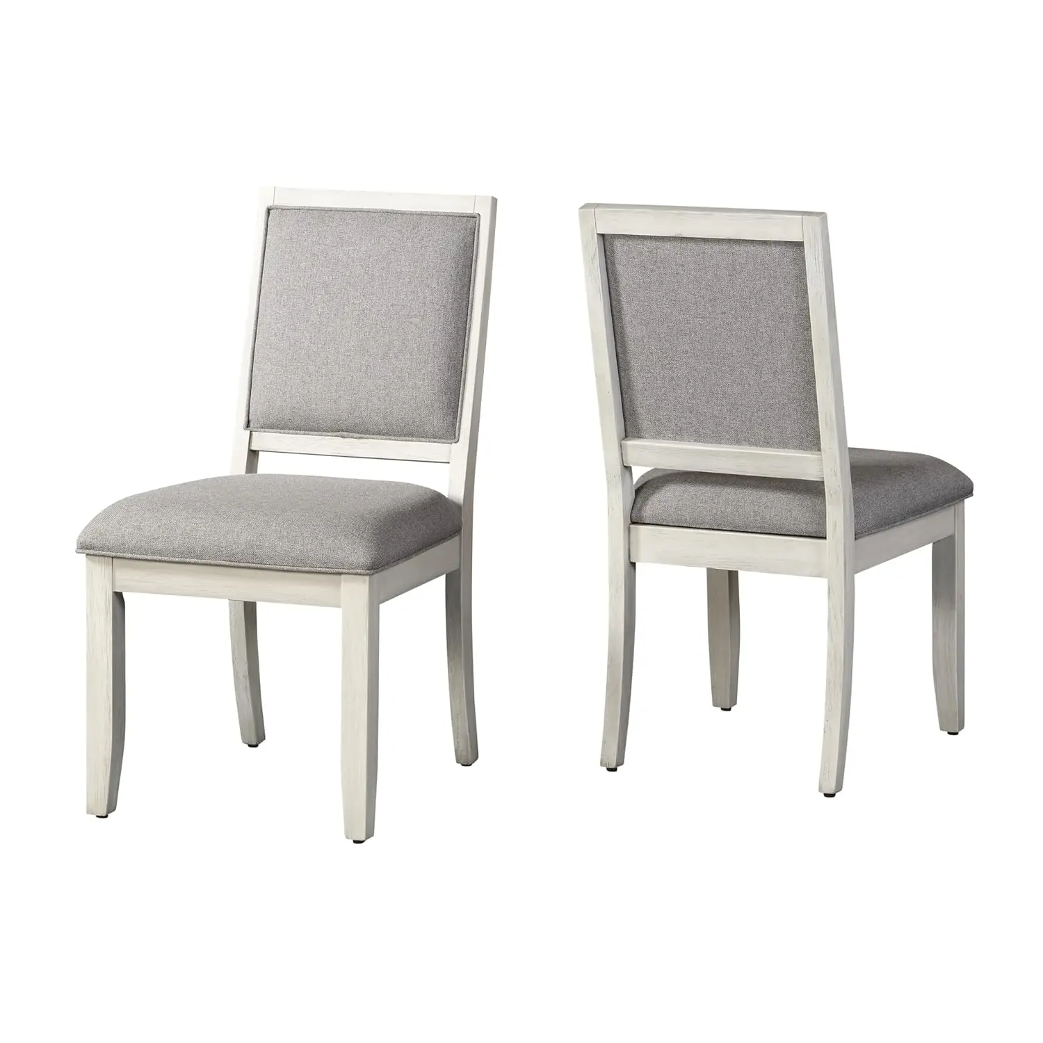

Upholstered Side Chair Set of 2 Dining Office Guest Weathered White Wood Frame Tapered Leg Hardwood 19.5x24.5x38H, Customized