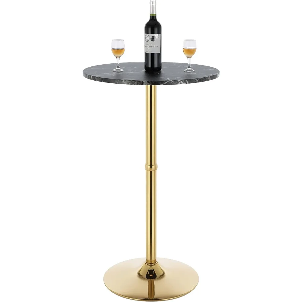 

24" Round Cocktail Bar Table with Metal Base, Tall Bistro Pub Table, Counter Bar Height Table for Kitchen, Dining Room, Living