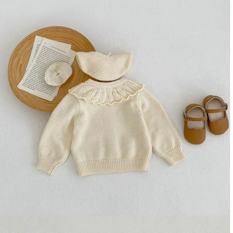 OLEKID 2026 Herbst Kinder Mädchen Strickjacke Weiche Blumenstickerei Säugling Baby Mädchen Strickmantel 1-7 Jahre Kinder Mädchen Pullover Strickjacke – Detail 10