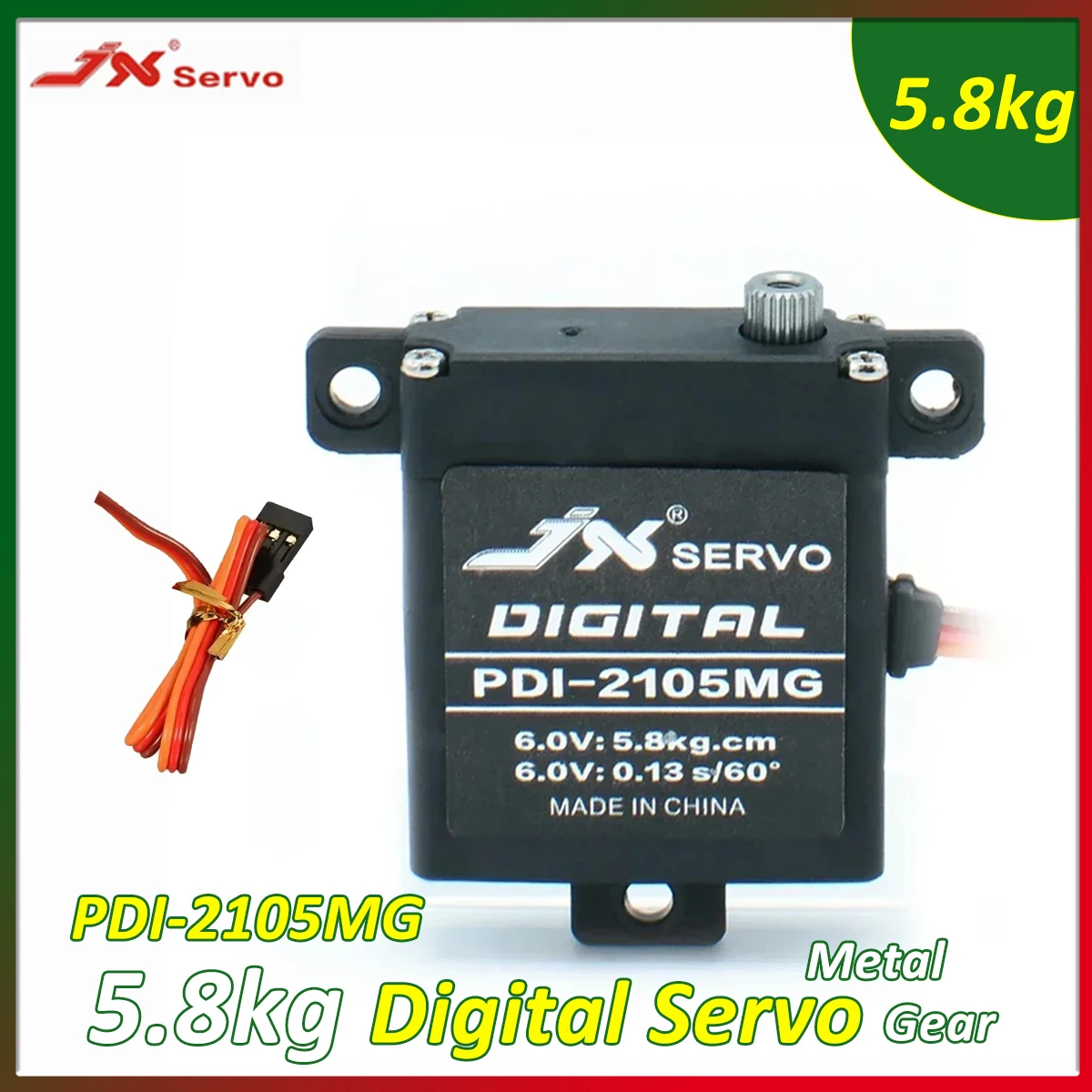 JX PDI-2105MG 5.8kg Mini Digital Servo Metal Gear High Torque 4.8-6V for RC Plane Fixed-wing Helicopter Aircraft Model Toy Parts