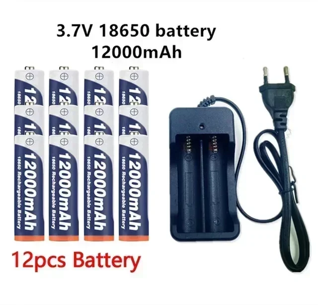 18650 battery 3.7V 12000mAh rechargeable Li-ion battery for Led flashlight Torch batery lithium battery charger