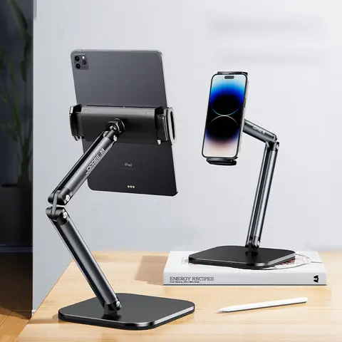 책상용 휴대폰 홀더 책상용 태블릿 스탠드 iPhone/ipad 홀더 액세서리 금속, 접이식 및 회전 가능 1pc