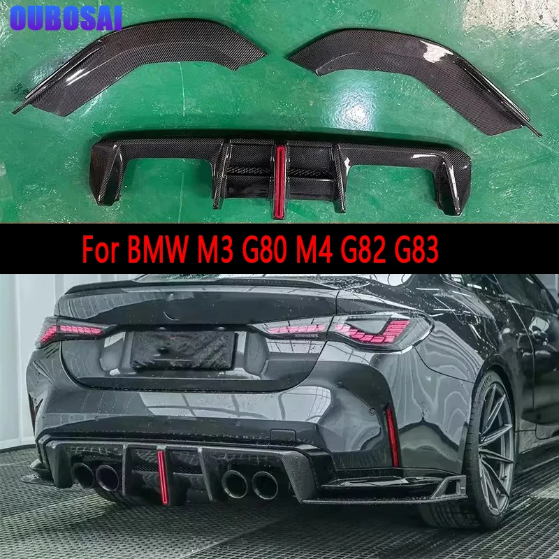

Для BMW M3 G80 M4 G82 G83 Задний диффузор из углеродного волокна, задний бампер, спойлер с диффузором света, обновленный комплект тела в стиле AE