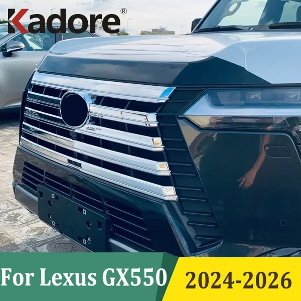 

For Lexus GX550 2024-2026 Chrome Front Center Grille Cover Strip Racing Grill Strips Trim Car Sticker Exterior Accessories