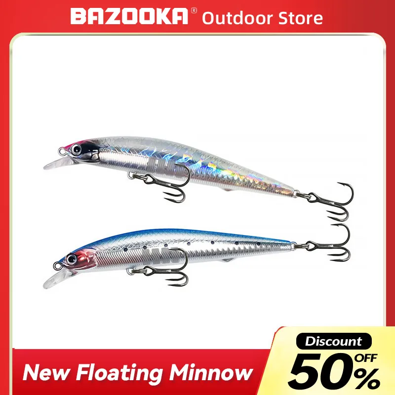 

Bazooka Suspend Minnow Hard Bait Fishing Lure Crankbaits Laser Slow Mixed Wobbler Floating Depth Pike Tackle Bass Winter