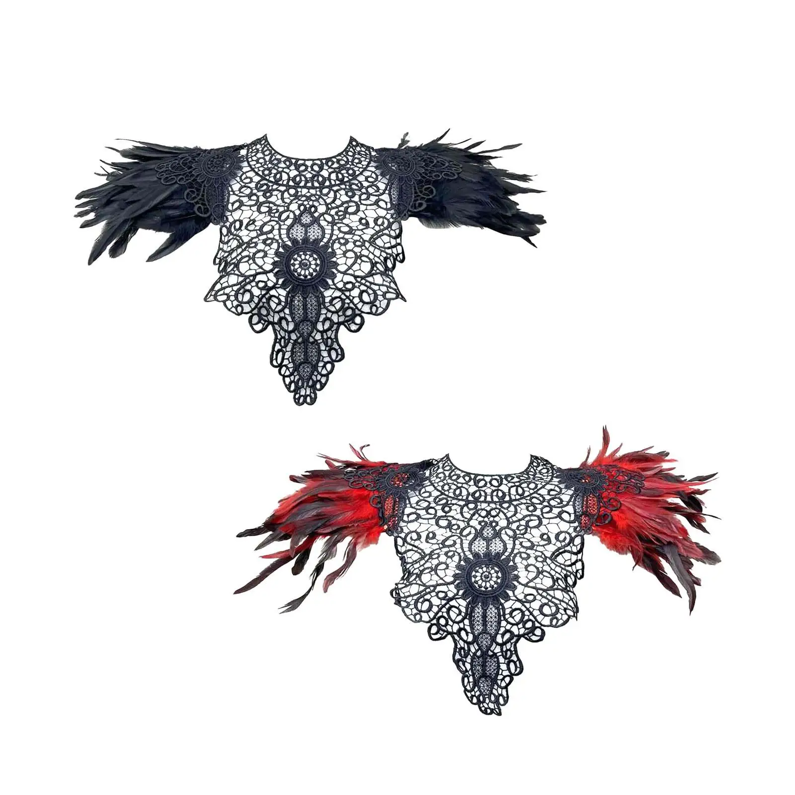 Women Artificial Feather Shrug Shawl Cape for Stage Performance Masquerade