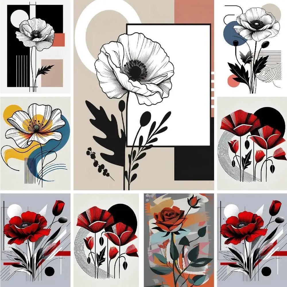

Acrylic Painting Package Line Flower Paint By Numbers On Canvas Wall Art Picture For Living Room Home Decor Coloring Pintura