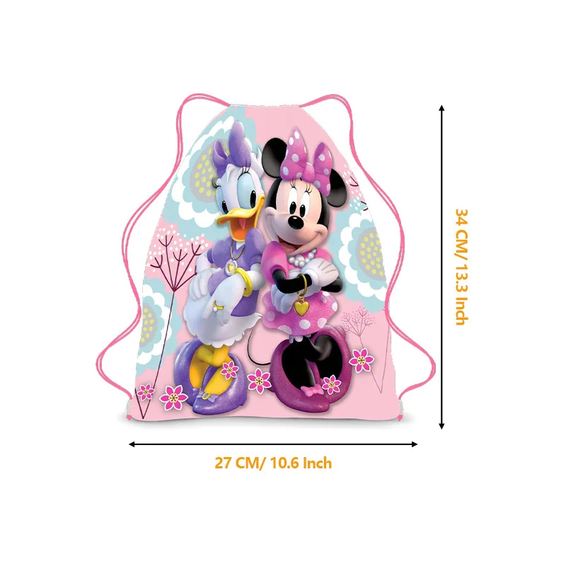 Disney-mochila con cordón para niños, Bolsa Escolar de dibujos animados de Mickey, Minnie, regalo de cumpleaños para niños