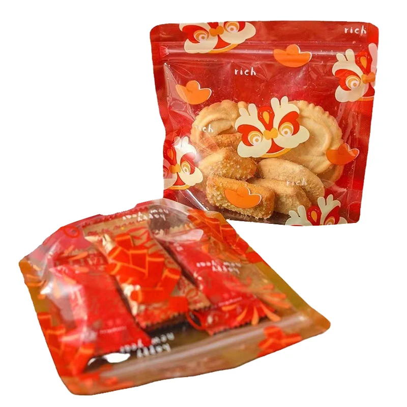 50 قطعة أكياس تعبئة الهدايا البسكويت السنة الجديدة الوقوف حقيبة للحلوى الشوكولاته كوكي نوجا لتغليف السلع المخبوزة #3