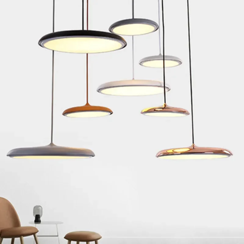 الشمال مصمم قلادة LED مصابيح الحد الأدنى ديكور جولة لطاولة الطعام المطبخ جزيرة الثريا ديكور المنزل تركيبة إضاءة #2