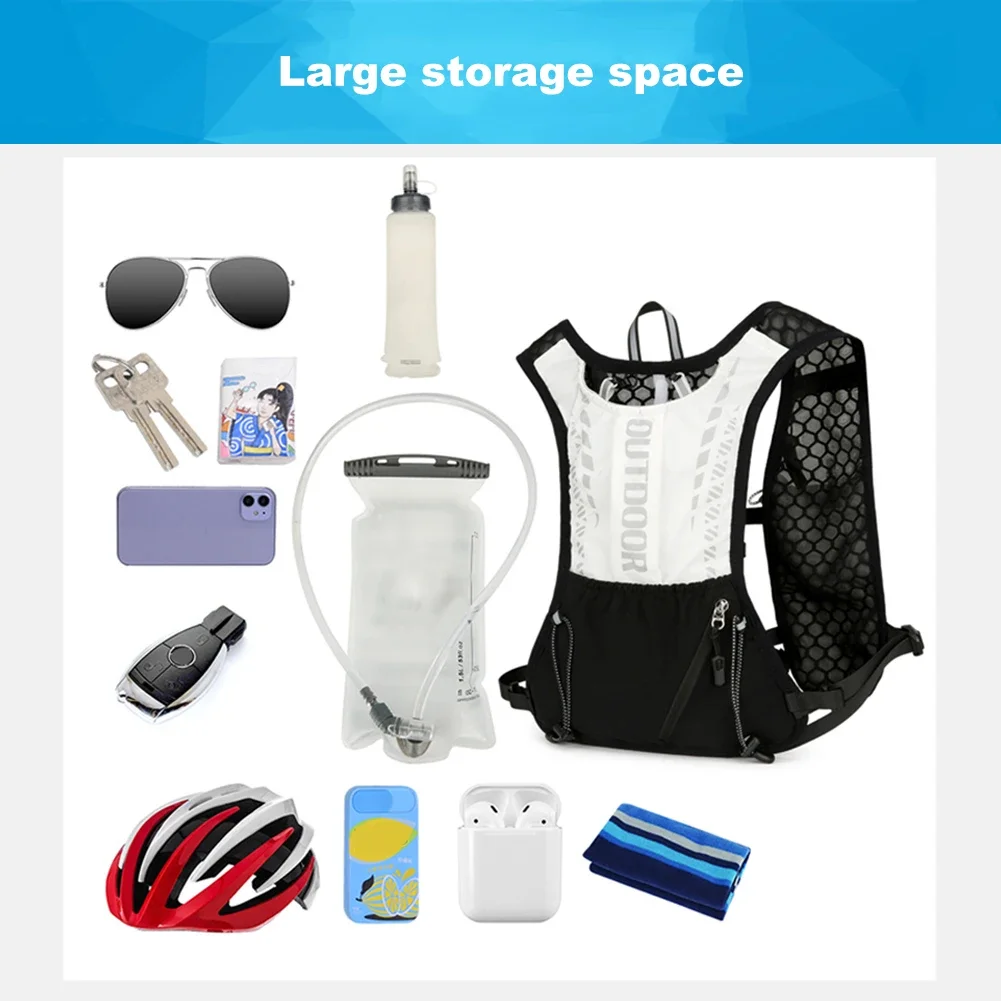 سترة جري مرطبة قابلة للتنفس خفيفة الوزن، عاكسة للضوء في الهواء الطلق، حزمة ترطيب لركوب الدراجات الماراثون #5