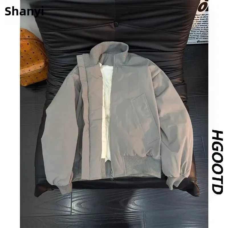 Cleanfit American Style Thickened Cotton Jacket Stand Collar Men's Winter Casual Outerwear Couple's Warm Polyester Fiber Coat