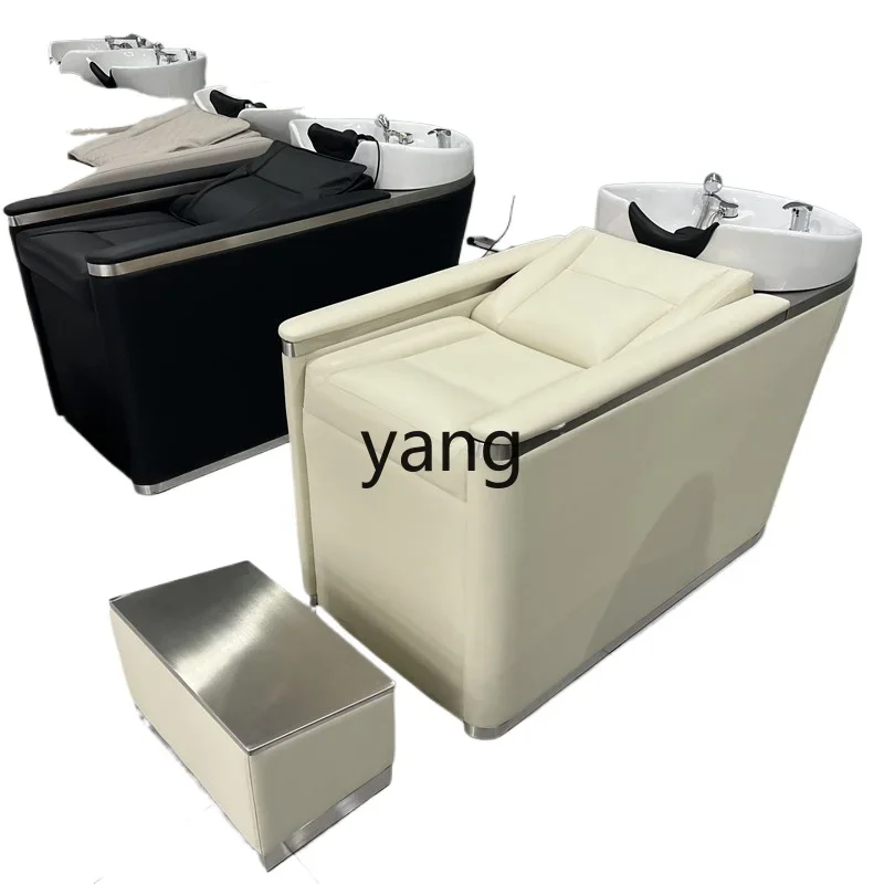 Yjq ceramic basin barber shop shampoo bed high-grade semi-reclining hairdresser electric flushing bed