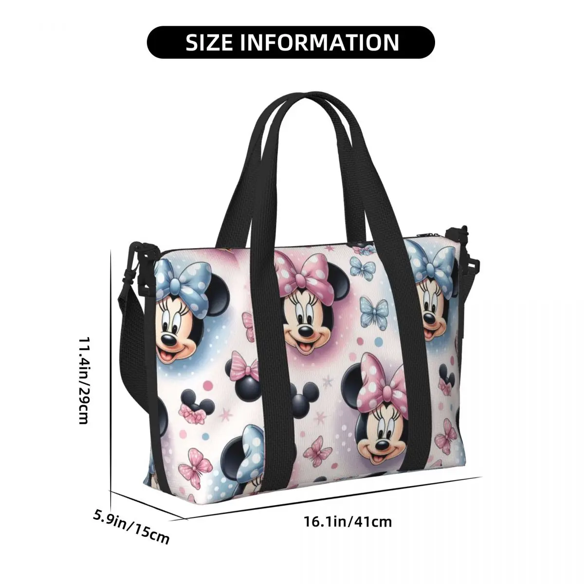 Custom Mickey Mouse Tote Bag for Women Large Capacity Beach Gym Travel Bags