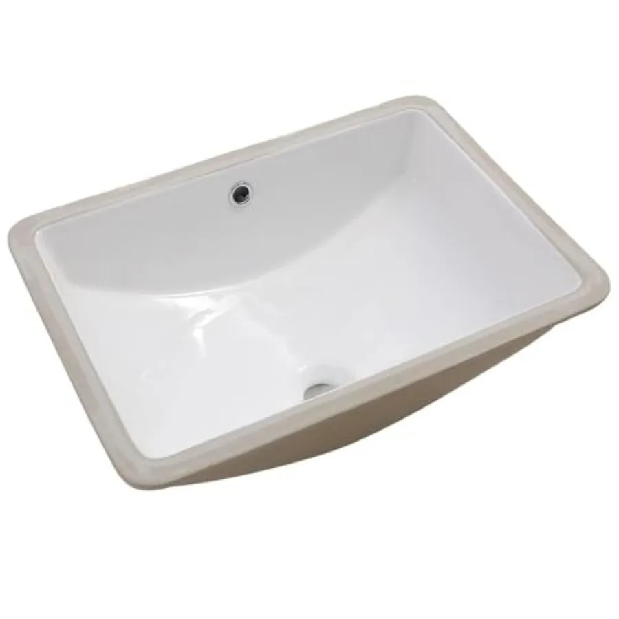 

Undermount Bathroom Sink Rectangle Porcelain Ceramic Vessel Sinks Deep Basin with Overflow Lavatory Vanity Sink Mounted Under t