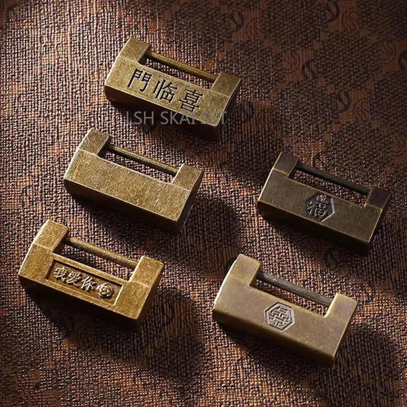 1PC Zinc Alloy Retro Key Lock Office Filing Cabinet Door Locks Chinese-style Jewelry Box Padlock Furniture Hardware