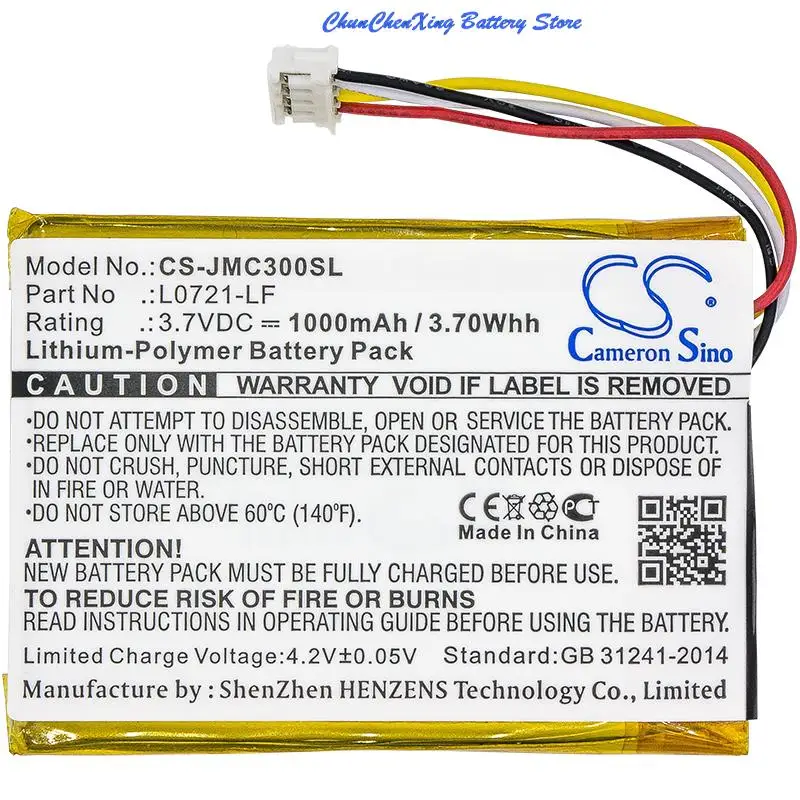 Cameron Sino 1000mAh Battery L0721-LF for JBL Clip 3, Clip 3AN, Clip 3SAND