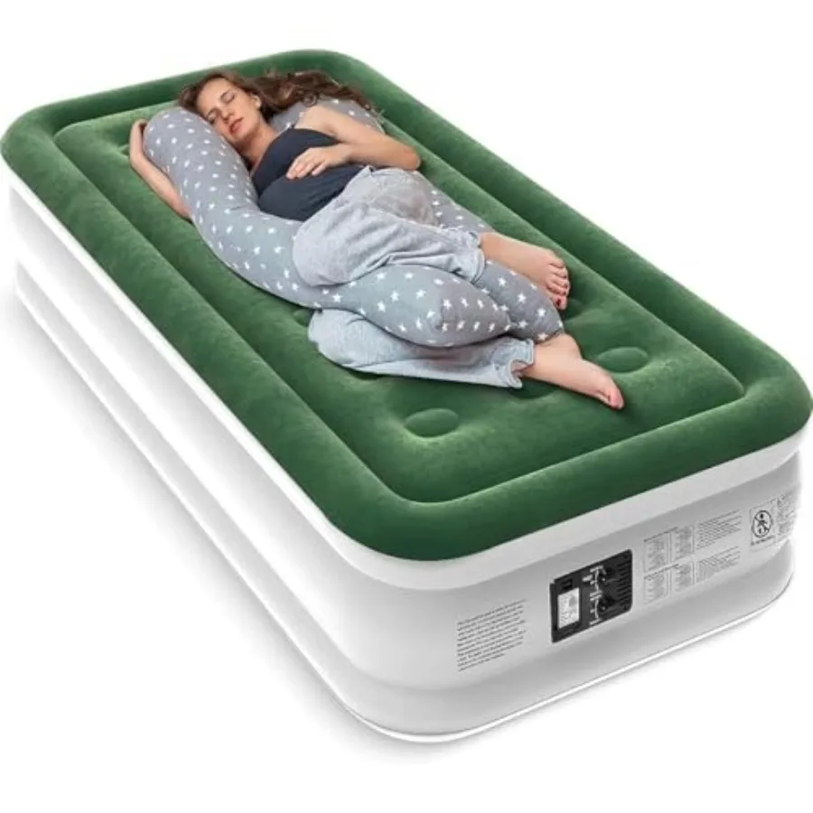 

Air Mattress with Built in Pump - Upgraded Twin Blow Up Mattress, 2 Mins Quick Self Inflatable, 18"/550lbs Max, Strong Support,