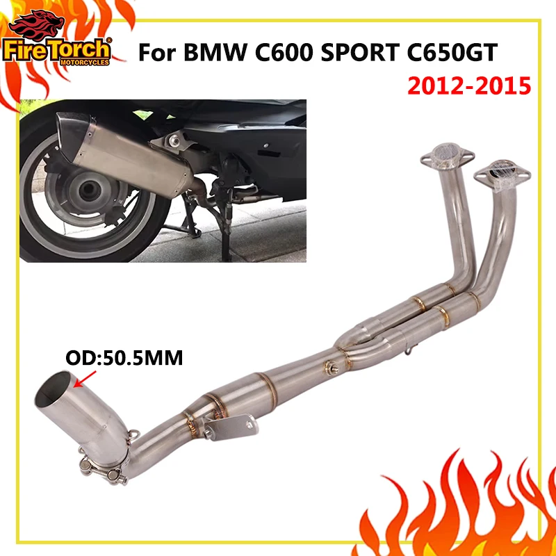 Slip On For BMW C600 Sport C650 GT 2012 - 2015 Motorcycle Exhaust Modify With Catalyst Front Link Pipe Moto 51MM Muffler Escape
