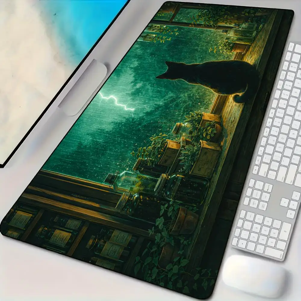 

Anime mousepad Vibrant windowsill and cat design Mouse Pad Desk Mat Non-Slip office carpet Gaming mats Computer mouse pads