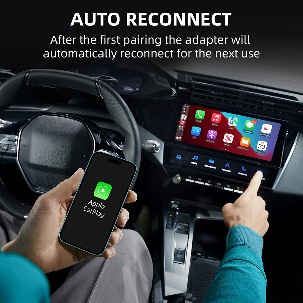 محول صغير 2 في 1 Smart Dongle AI Box سلكي إلى Carplay اللاسلكي وAndroid Auto متوافق مع 99% من توصيل السيارات والتشغيل WiFi #2