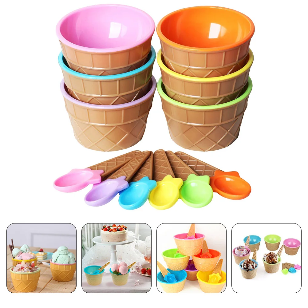 

Ice Cream Bowl Marshmallow Spoons Trifle Bowls Decorative Dessert Kids Cereal with Cup Anti-fall