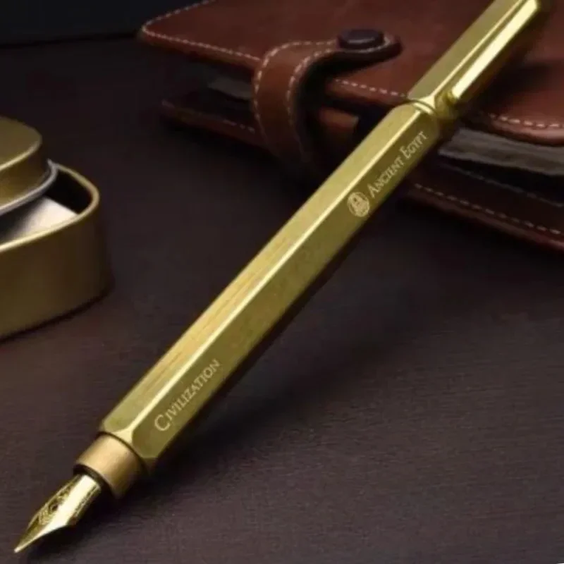 New New Iwi Vintage Handmade Brass Fountain Pen F 0.5mm Nib Germany Bock Gold Plated Nib Egypt Calligraphy Practice Office Ink P view 6