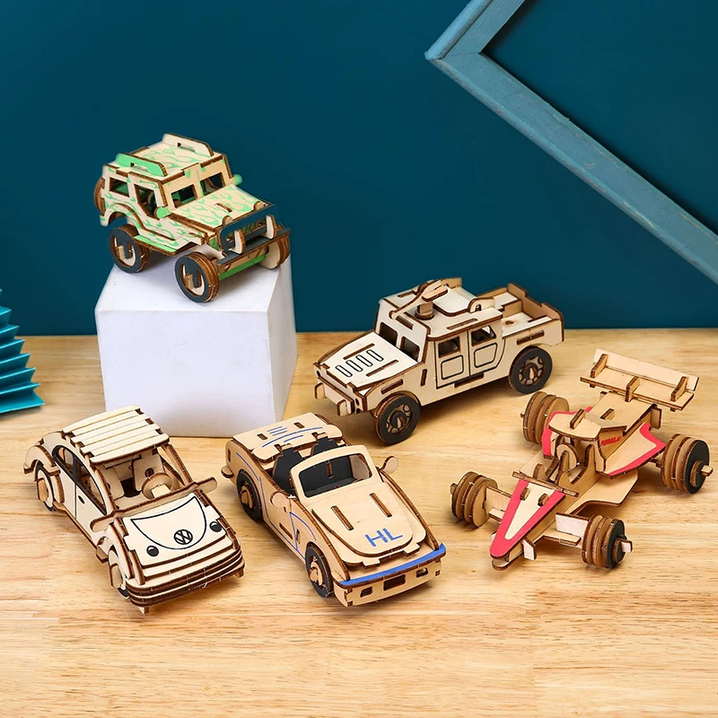 1Set Handmade Airplane Countryside Cottage Themed 3D Wooden Puzzle Vehicle Series Building Model DIY Educational Simulation Toy