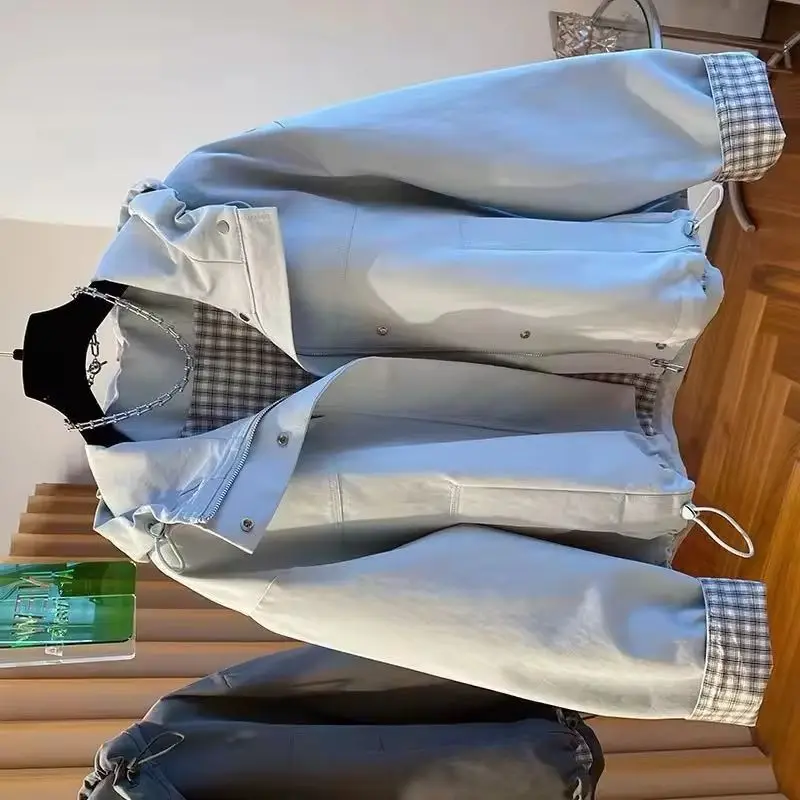 

2025 New Spring Autumn Fashion Hooded Trench Coat Women Full Sleeves Vintage Windbreaker Jacket Women Short Outerwear Tops