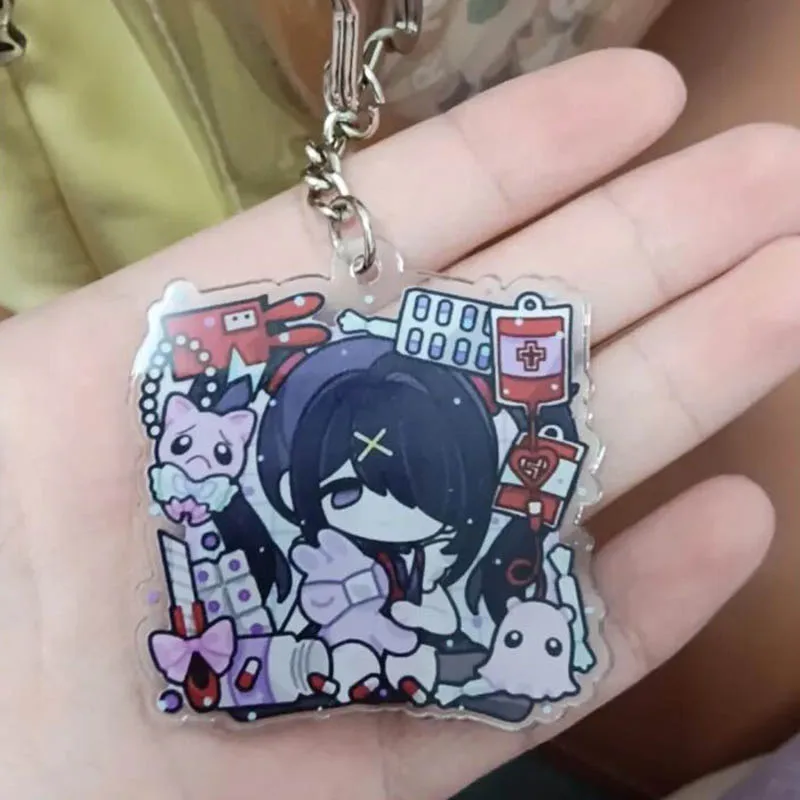 لعبة المحتاجة فتاة جرعة زائدة المطر Ame KAnge تأثيري المفاتيح Kawaii للجنسين الاكريليك كيرينغ مفتاح سلسلة حقيبة حلية الدعامة #5