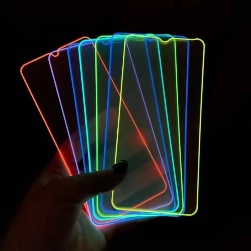 3D 형광 발광 강화 유리 스크린 보호대, 아이폰 16, 15, 14, 13, 12, 11 프로 미니, XS 맥스, XR, 7, 8 플러스용, 3 개