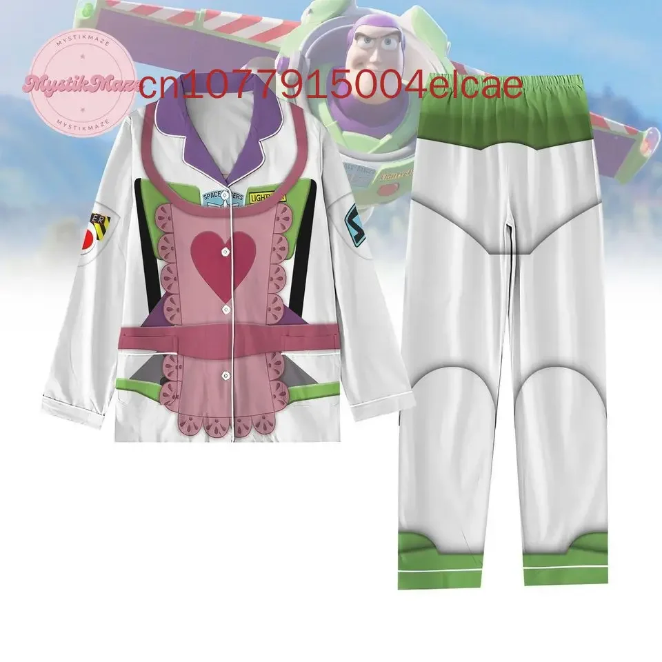 2024 New Toy Story Buzz Lightyear Pajama Set 3D Printed Casual Men's and Women's Long Sleeve Shirt Pajama Set