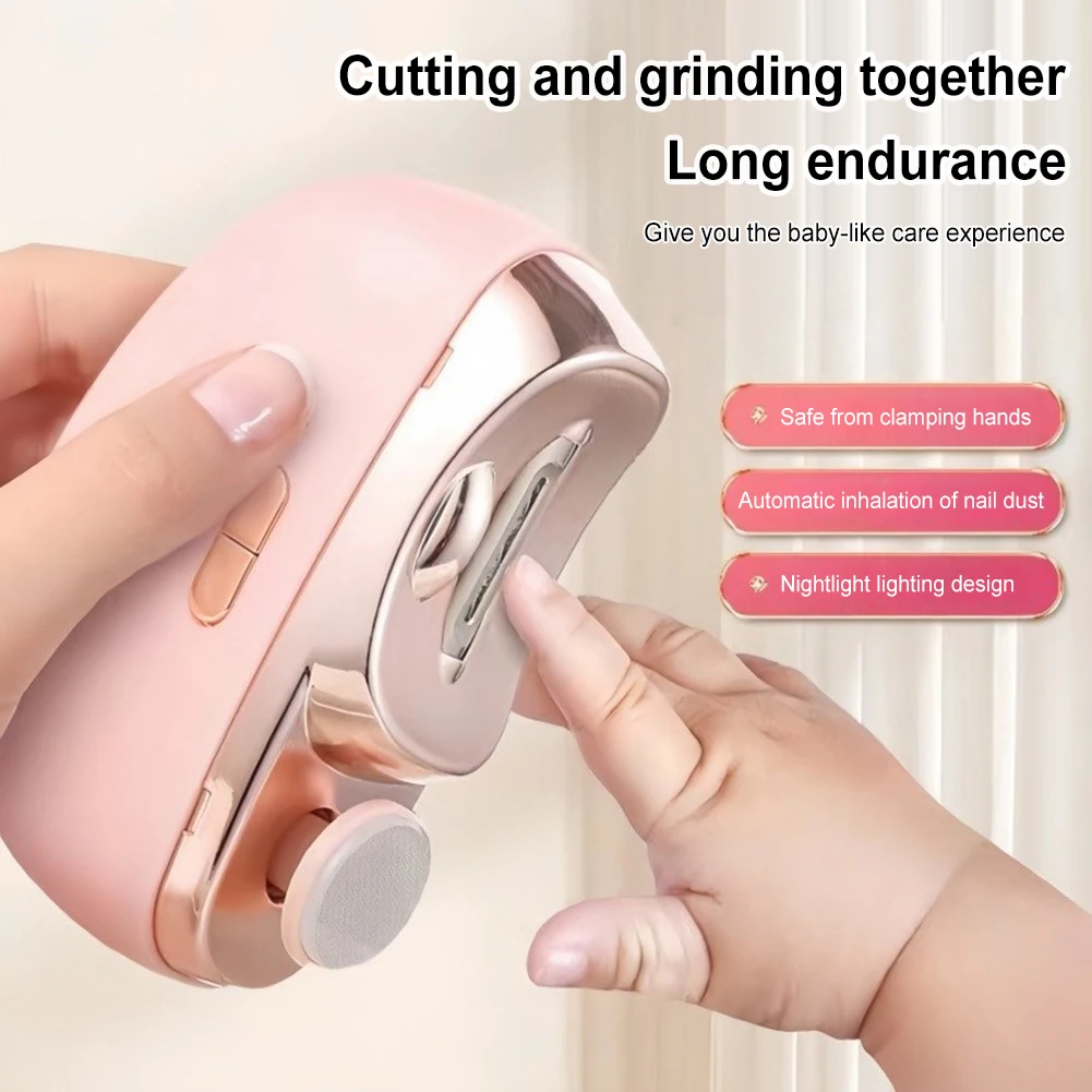 مقص أظافر كهربائي 2 في 1 مع ضوء LED، مطحنة تلميع الأظافر المحمولة، ماكينة تشذيب أظافر كهربائية لكبار السن