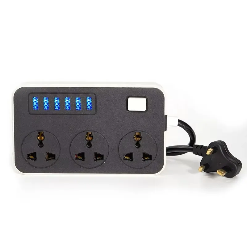 China Manufacturer 3 Outlets Power Strip Supplier 6 USB Extension Socket