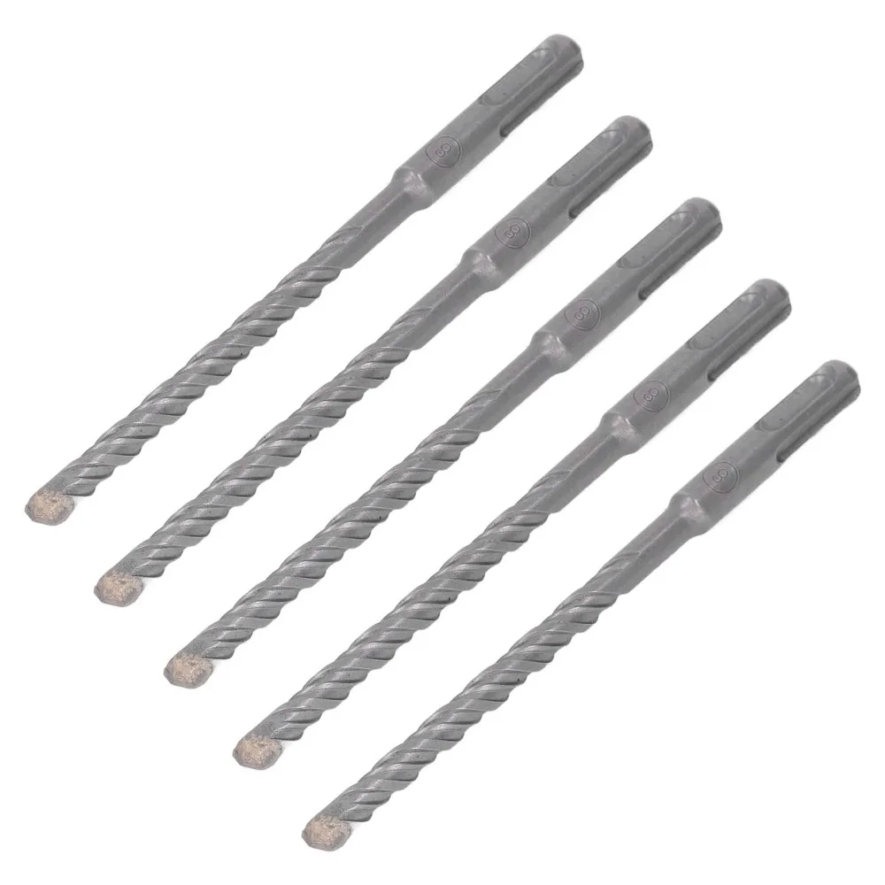 5pcs Carbide Tip Rotary Hammer Drill Bits 2 Flute Design Self Centering Concrete Drill Bits 5/32 Inch Diameter 160mm Length